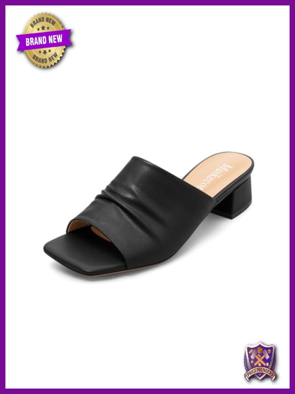 Chunky Block Heel Sandals Square Open Toe High Heeled Slip On Dress Party